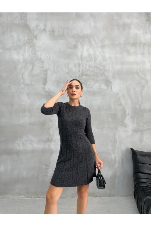 Örme Triko Elbise Antrasit