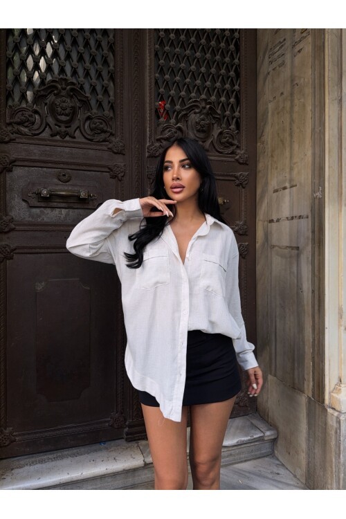 Parıltı Detay Keten Gömlek