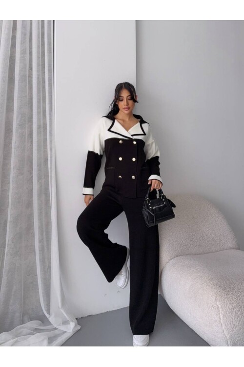 Sim Detay Ceket Pantalon Triko Takım