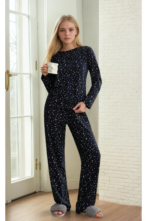 Yıldız Desenli Süprem Kadın Pijama Takımı