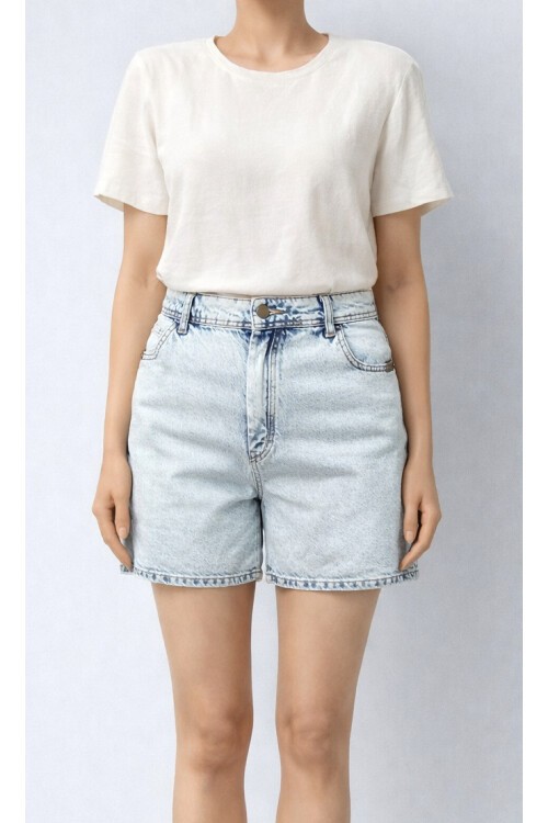 Büyük Beden Açık Mavi Jean Şort