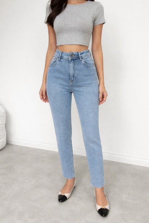 Buz Mavi Esnek Dar Paça Jean