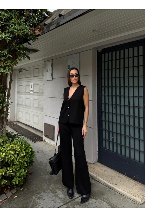 Çelik Yelek ve Palazzo Pantolon İkili Takım