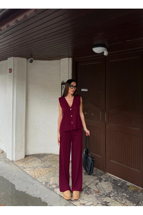 Çelik Yelek ve Palazzo Pantolon İkili Takım