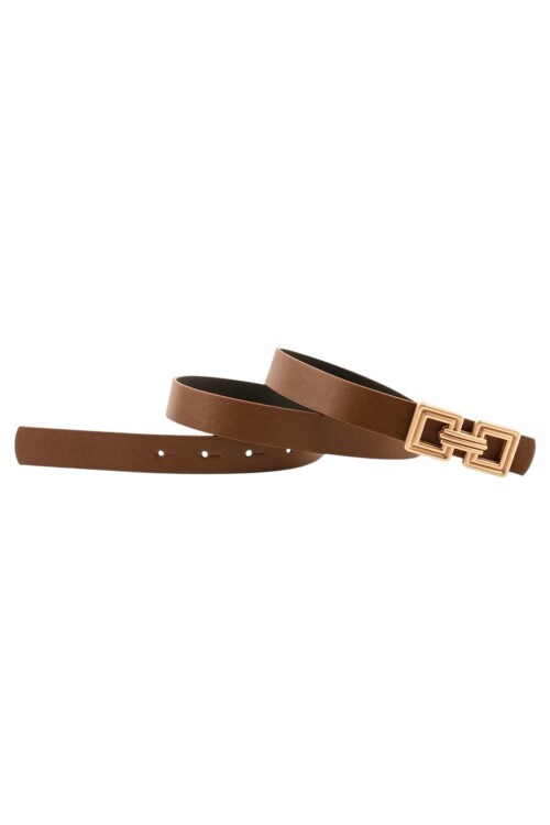 Çift Kare Tokalı Taba Kadın Kemer