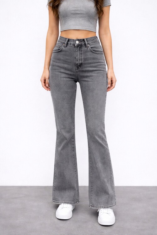 Gri İspanyol Paça Jean