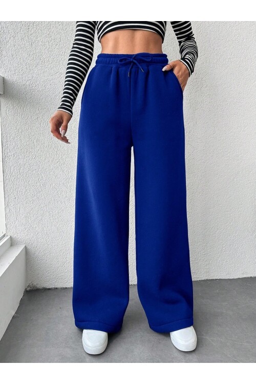 İki İplik Şardonlu Eşofman Altı Saks