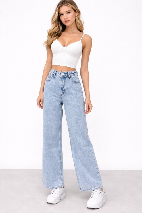 Kadın Açık Mavi Bol Jean