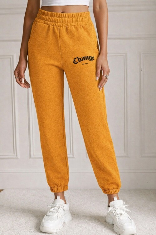 Kadın Baskılı Dar Paça Eşofman Altı