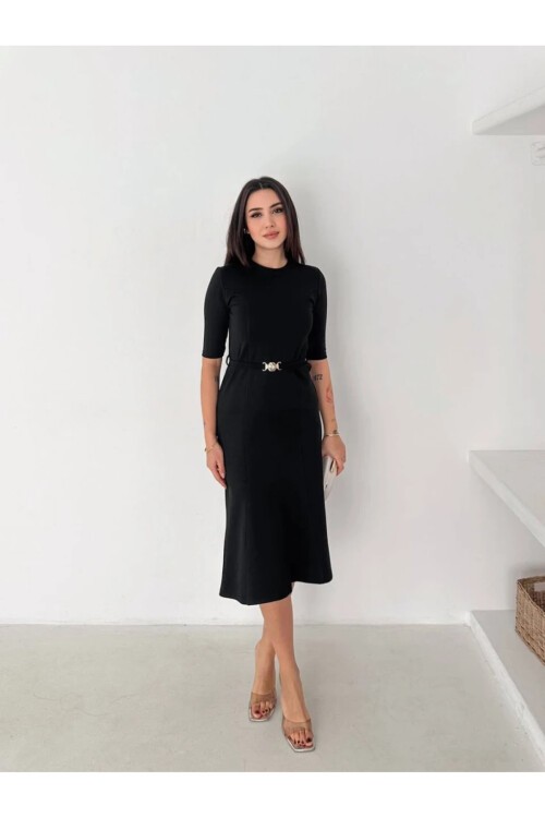 Kadın Kemerli Kalem Elbise