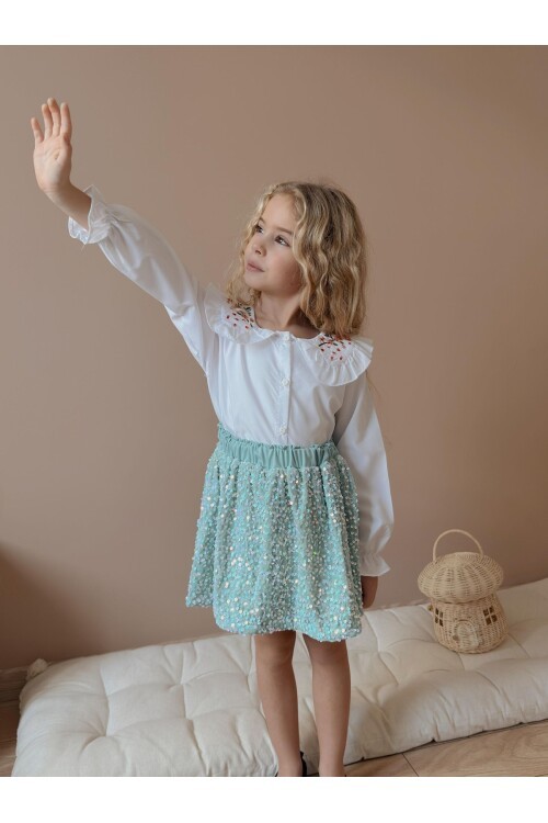 Kız Çocuk Gömlek Etek Alt Üst Takım