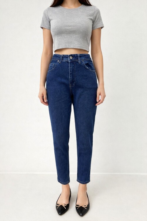 Koyu Lacivert Esnek Dar Jean