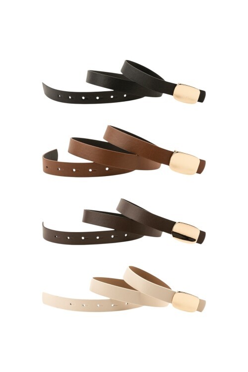 Parlak Kare Tokalı 4lü Set Kadın Kemeri