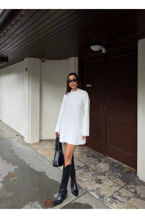 Taş Detaylı Yumuşak Dokulu Mini Elbise