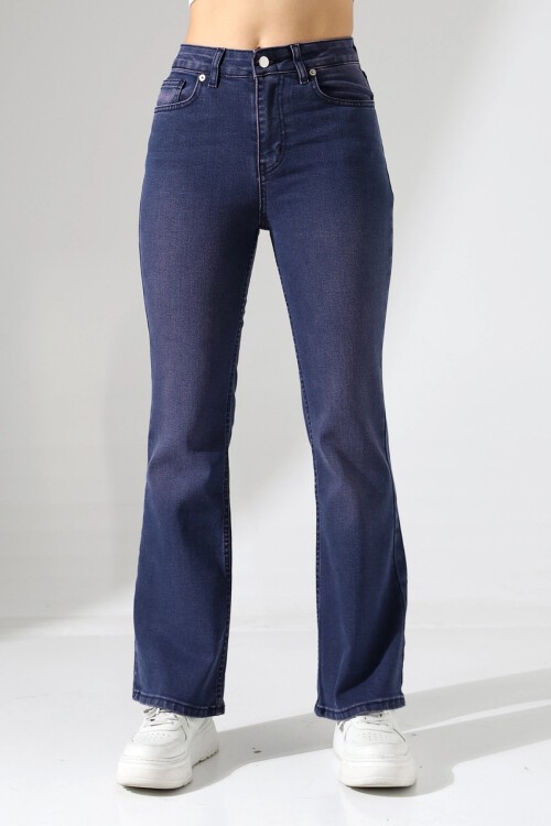 Toparlayıcı Yüksek Bel İspanyol Paça Jean