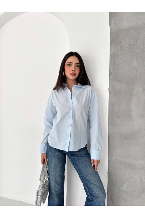 Kadın Oversize Gömlek – Bağlama Detaylı, Uzun Kollu, Şık & Günlük Kombin Gömlek