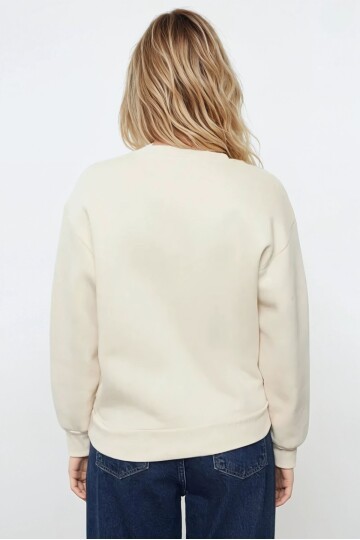 Basic Ekru Oversize Sweatshirt