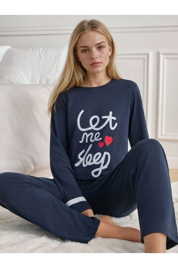Baskılı Uzun Kollu Pijama Takımı