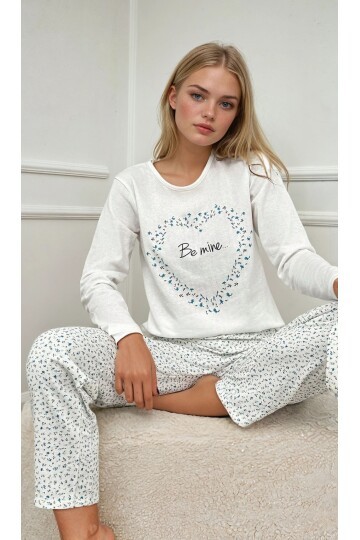 Be Mine Baskılı Çiçek Desenli Kadın Pijama Takımı