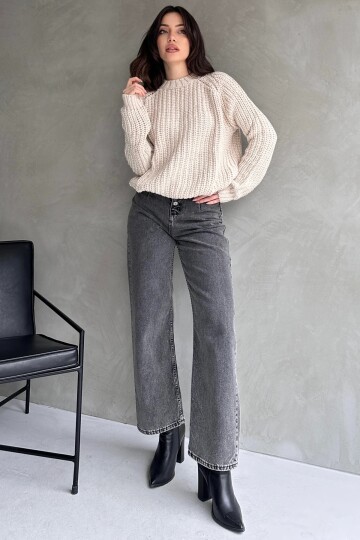 Bisiklet Yaka Selanik Örgü Triko Kazak