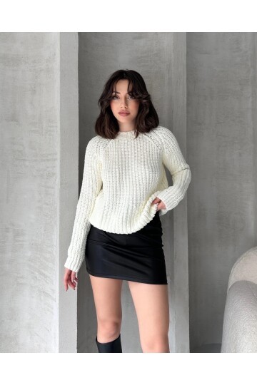 Bisiklet Yaka Selanik Örgü Triko Kazak