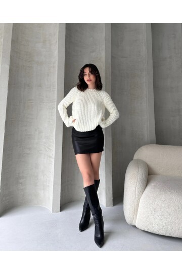 Bisiklet Yaka Selanik Örgü Triko Kazak