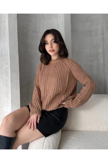 Bisiklet Yaka Selanik Örgü Triko Kazak