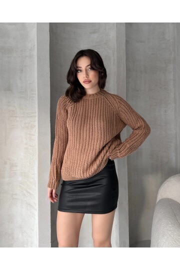 Bisiklet Yaka Selanik Örgü Triko Kazak