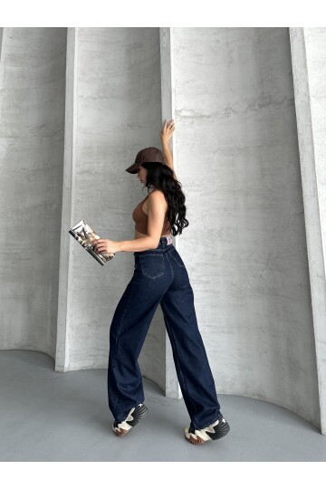 Bol Cepli Geniş Paça Kot Pantolon