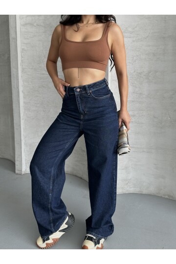 Bol Cepli Geniş Paça Kot Pantolon