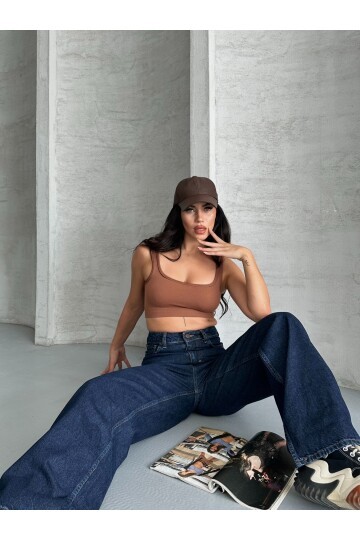 Bol Cepli Geniş Paça Kot Pantolon