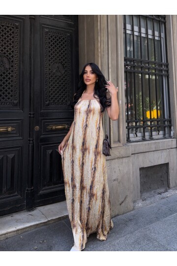 Boyundan Bağlamalı Sırt Dekolte Tasarım Elbise