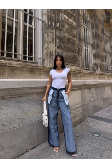 Dış Dikim Özel Tasarım Kot Pantalon