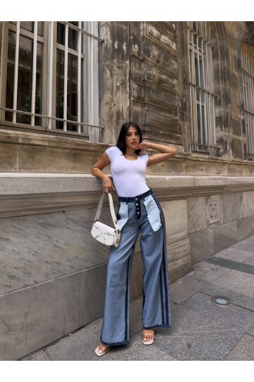 Dış Dikim Özel Tasarım Kot Pantalon