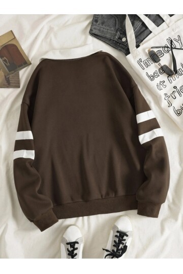 Brooklyn Retro Kolej Sweatshirt Kahverengi