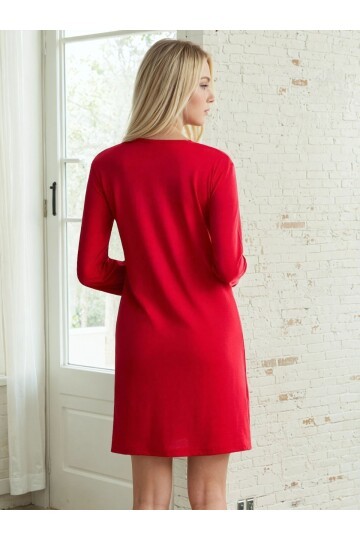 Cat Day Baskılı Kırmızı Kadın Gecelik