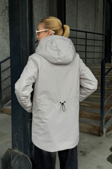 Çift Cepli Kapüşonlu Mont