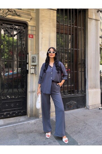 Gömlek Pantalon Alt Üst Takım Lacivert