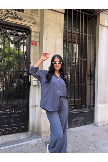 Gömlek Pantalon Alt Üst Takım Lacivert