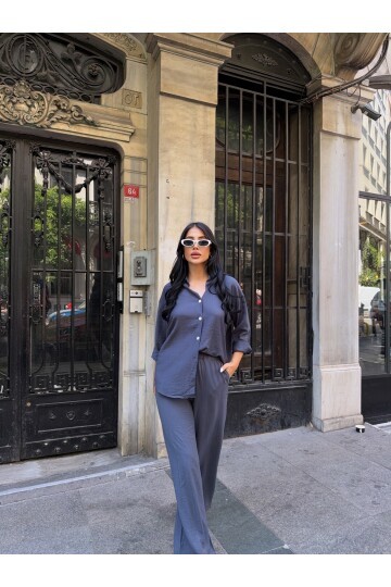 Gömlek Pantalon Alt Üst Takım Lacivert