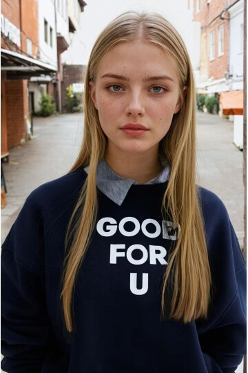 Good For U Baskılı Oversize Üç İplik Kadın Sweatshirt