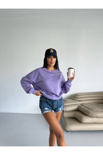 İki İplik Bisiklet Yaka Sweatshirt