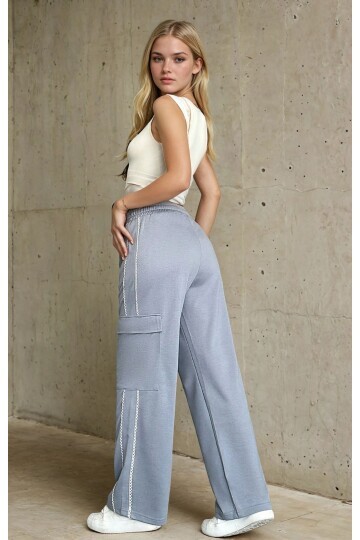 İki İplik Kumaş Kargo Cepli Kadın Eşofman Altı