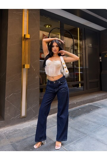 İspanyol Paça Yüksek Bel Kot Pantalon