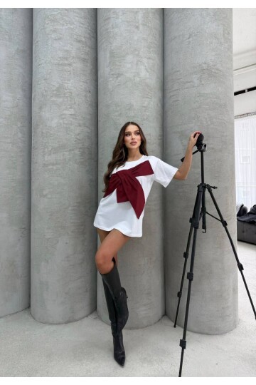 İthal Süprem Kumaş Tasarım T-Shirt Bordo