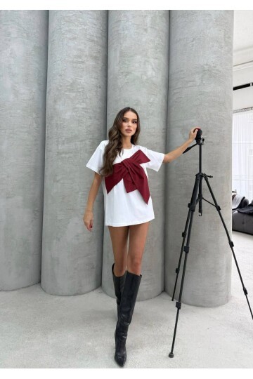 İthal Süprem Kumaş Tasarım T-Shirt Bordo