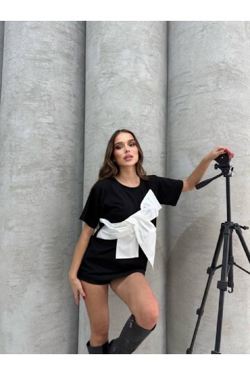 İthal Süprem Kumaş Tasarım T-Shirt Siyah