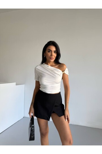 Kadın Beyaz Kol Detay Sandy Bluz