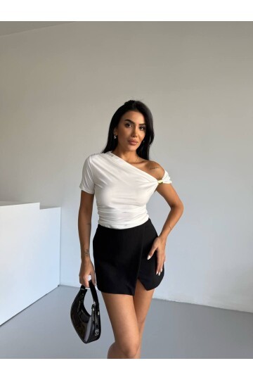 Kadın Beyaz Kol Detay Sandy Bluz
