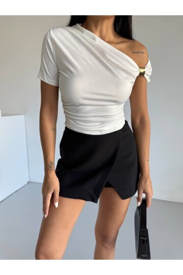 Kadın Beyaz Kol Detay Sandy Bluz